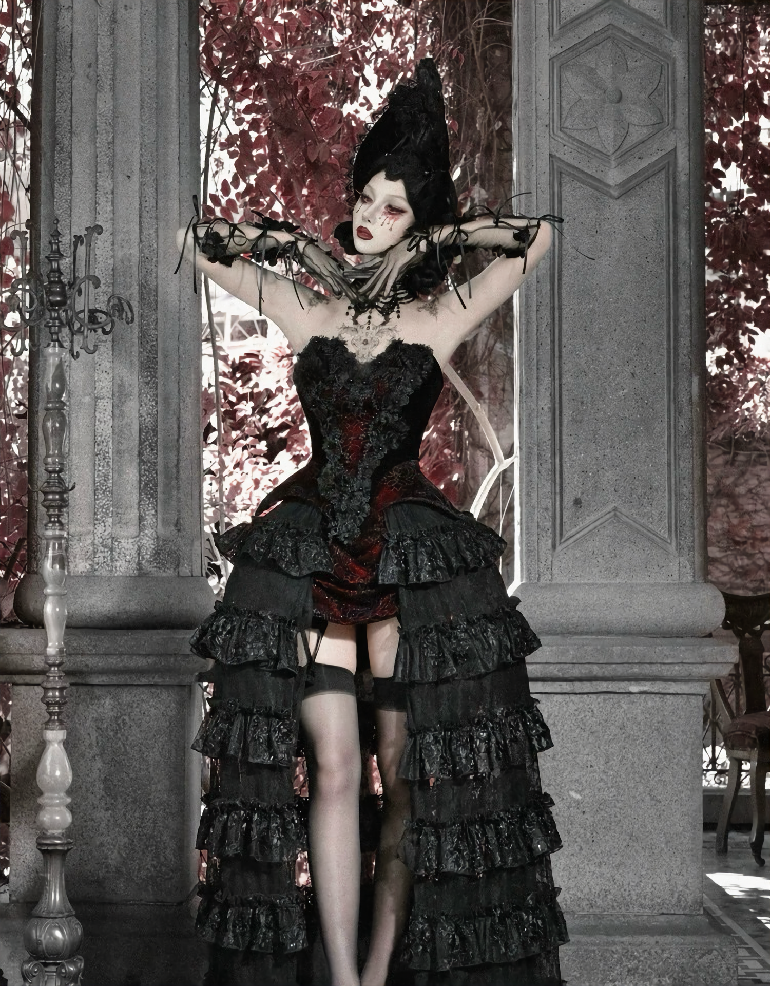 Scarlet Gothic Multi-Layer Tailored Skirt ＆ Cage Petti Coat / CT02