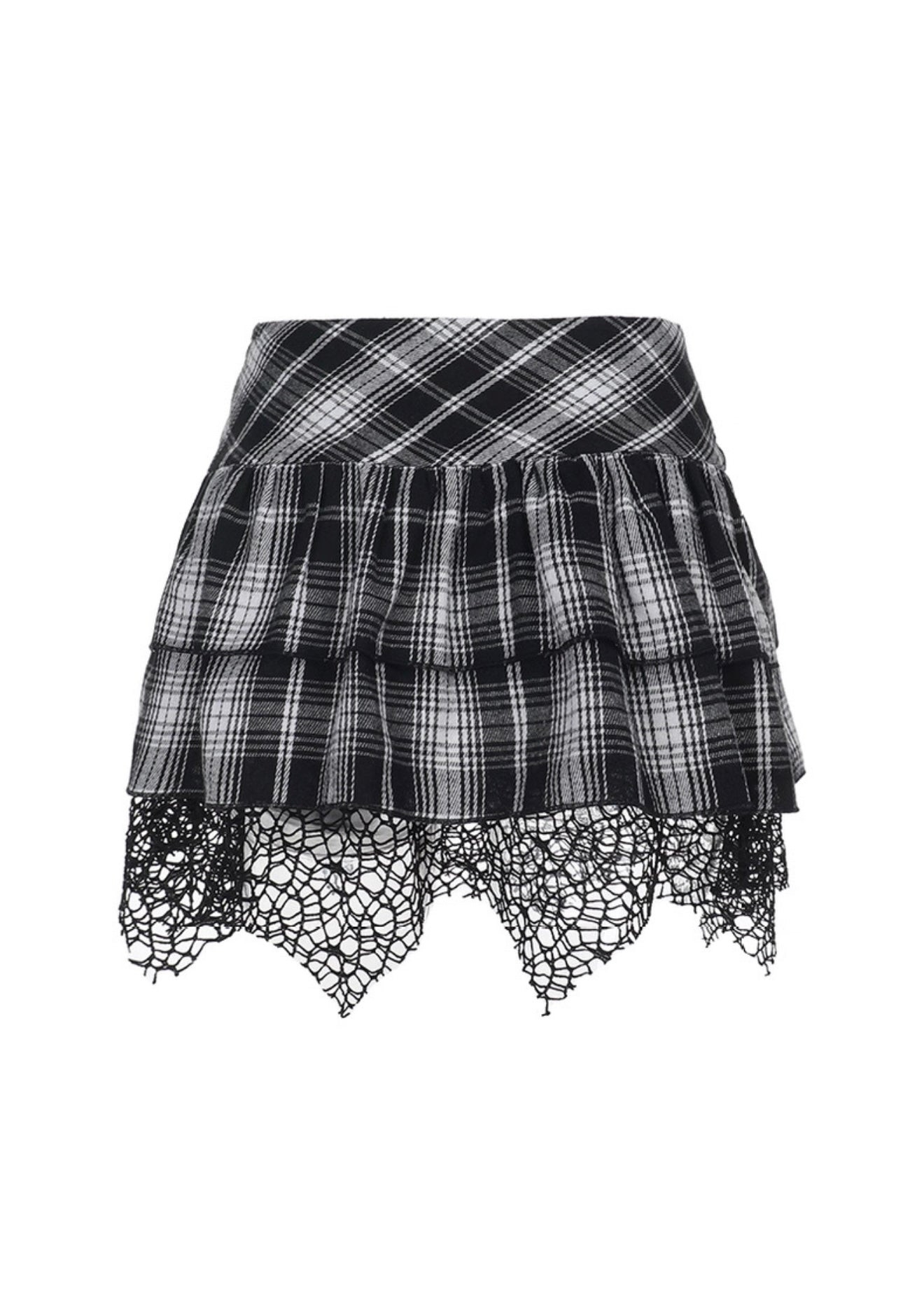 チェック柄レース付きミニスカート / VO1206