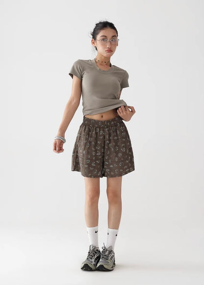 American Retro Drape Flower Pants Shorts & Long Pants / AS1283
