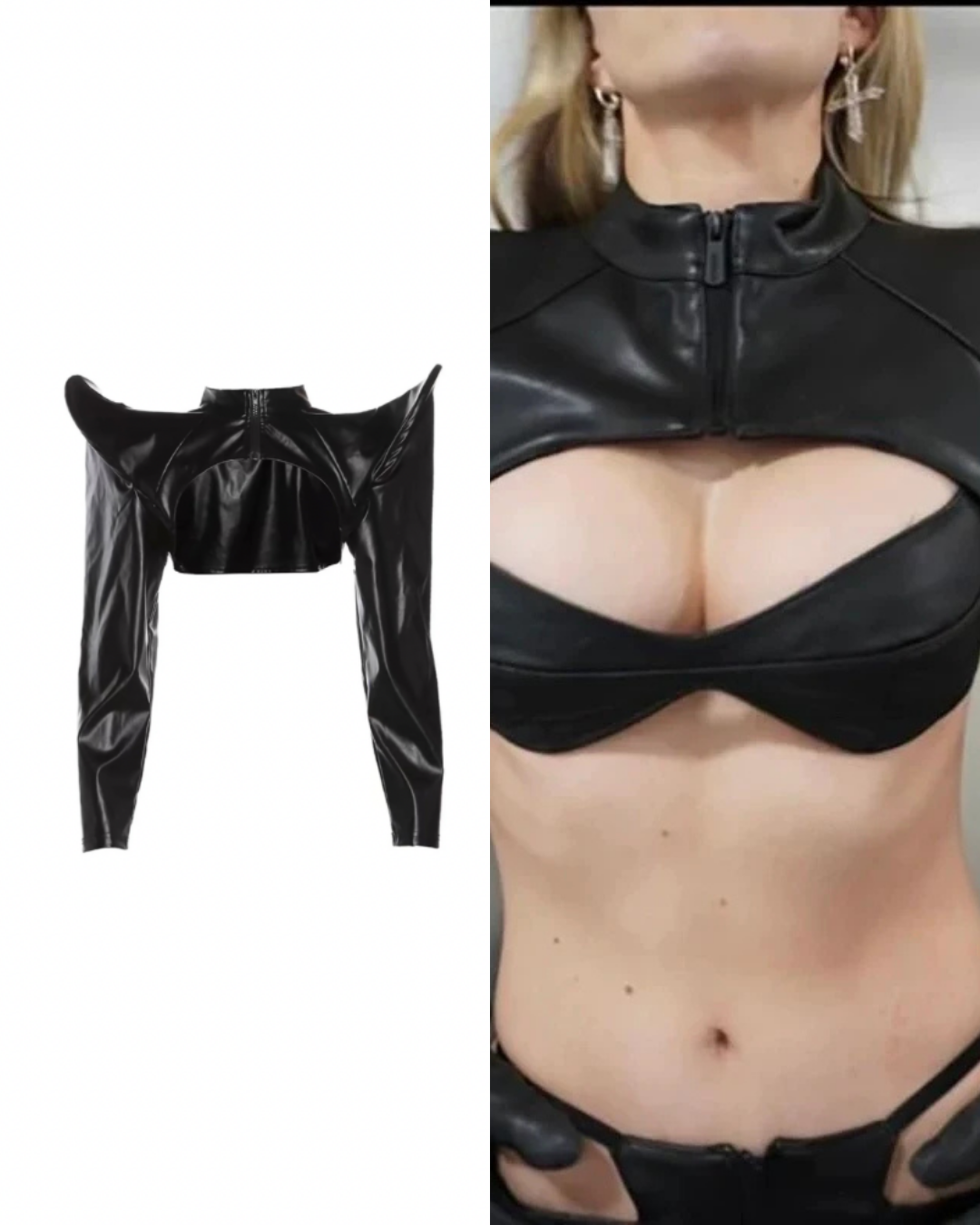 PUレザーアーマーショルダートップス / VO1246