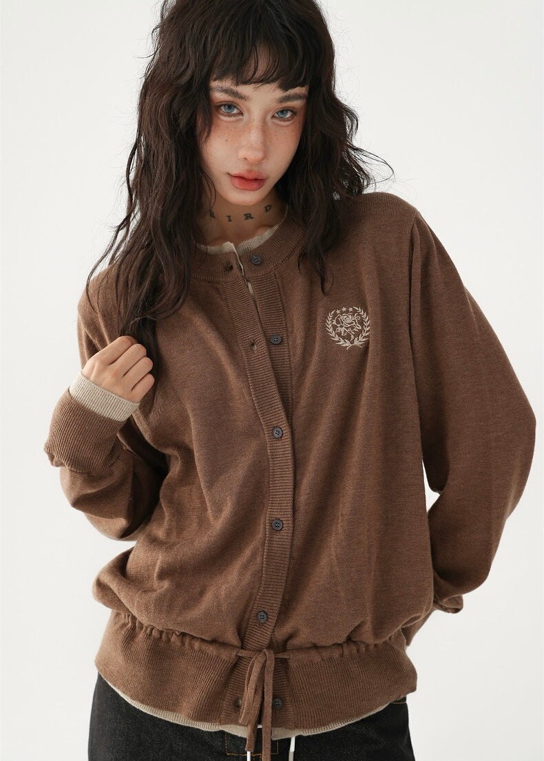 Drawstring knit cardigan / AS1212 
