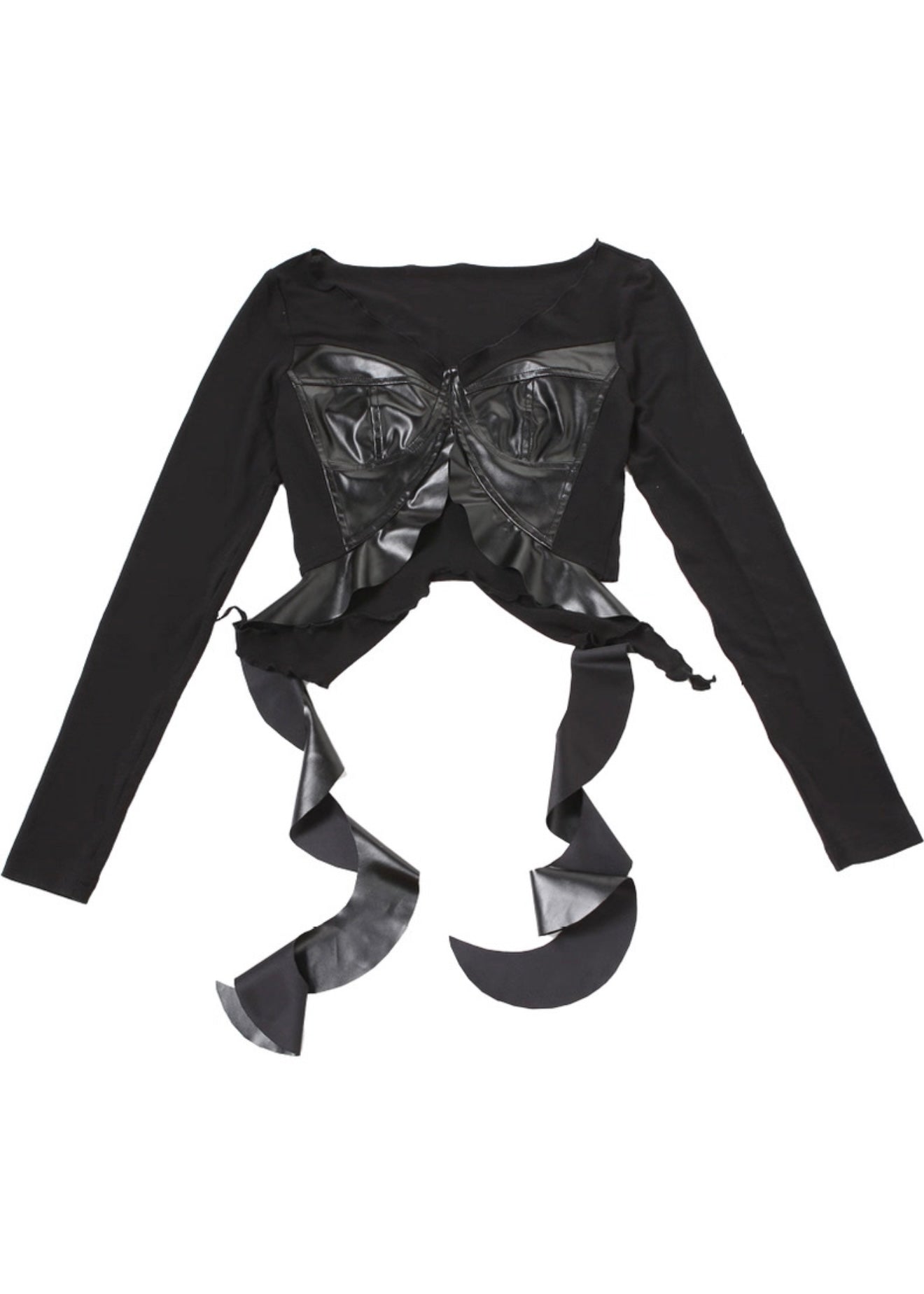 PUレザークロップドロングスリーブトップ / VO1188