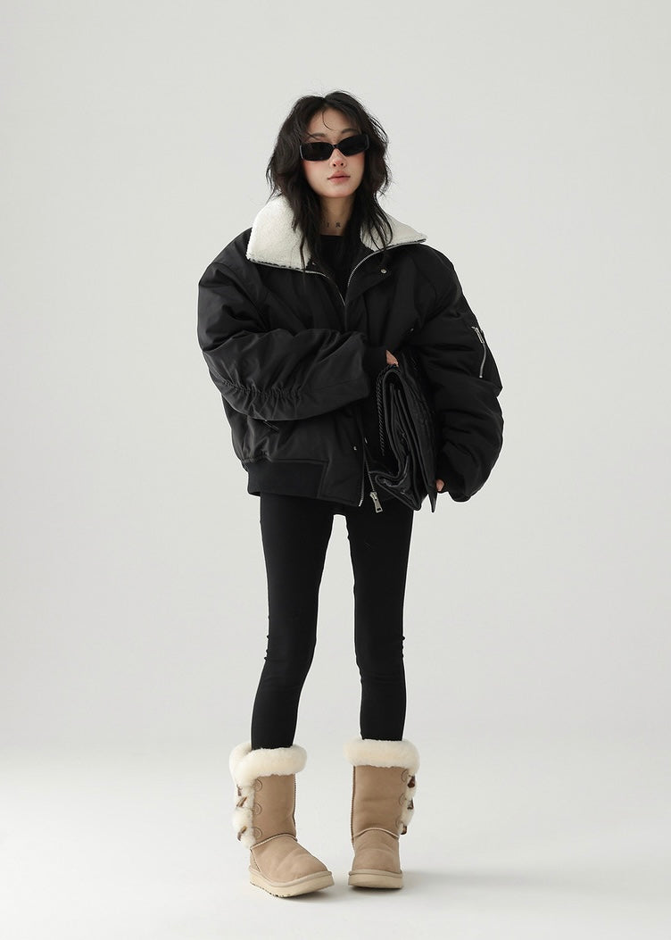 padded stand collar jacket / AS1159 