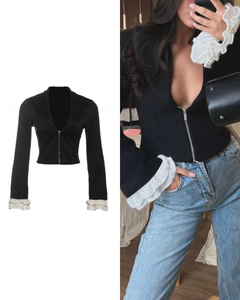 ジッパーフリルクロップドジャケット / vo1263