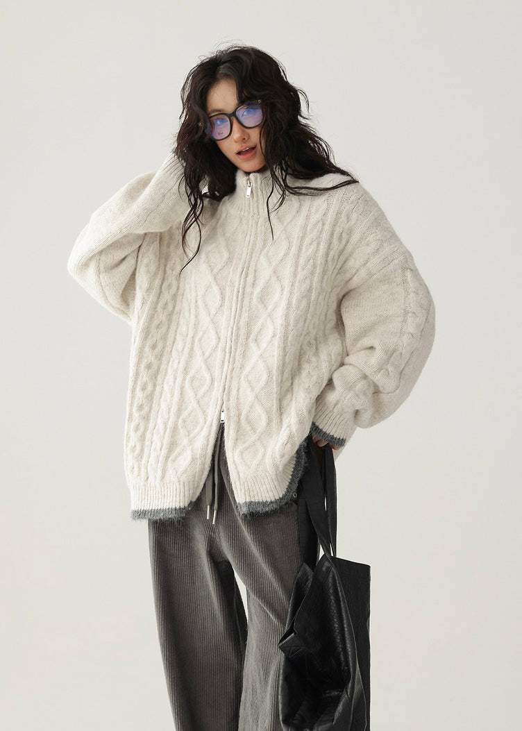 double zip knit cardigan / AS1184 