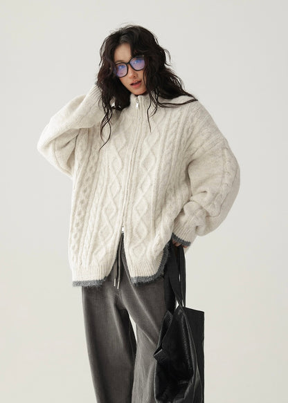double zip knit cardigan / AS1184 