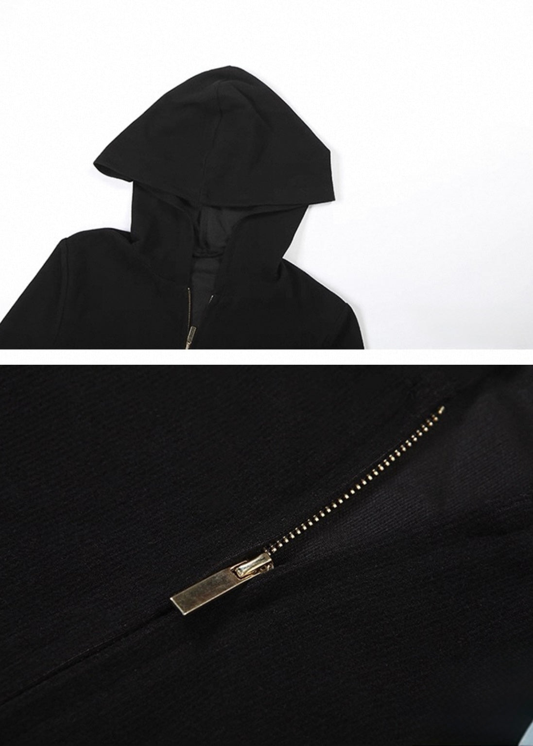 ダブルジッパーフード付きニットカーディガン / vo1264