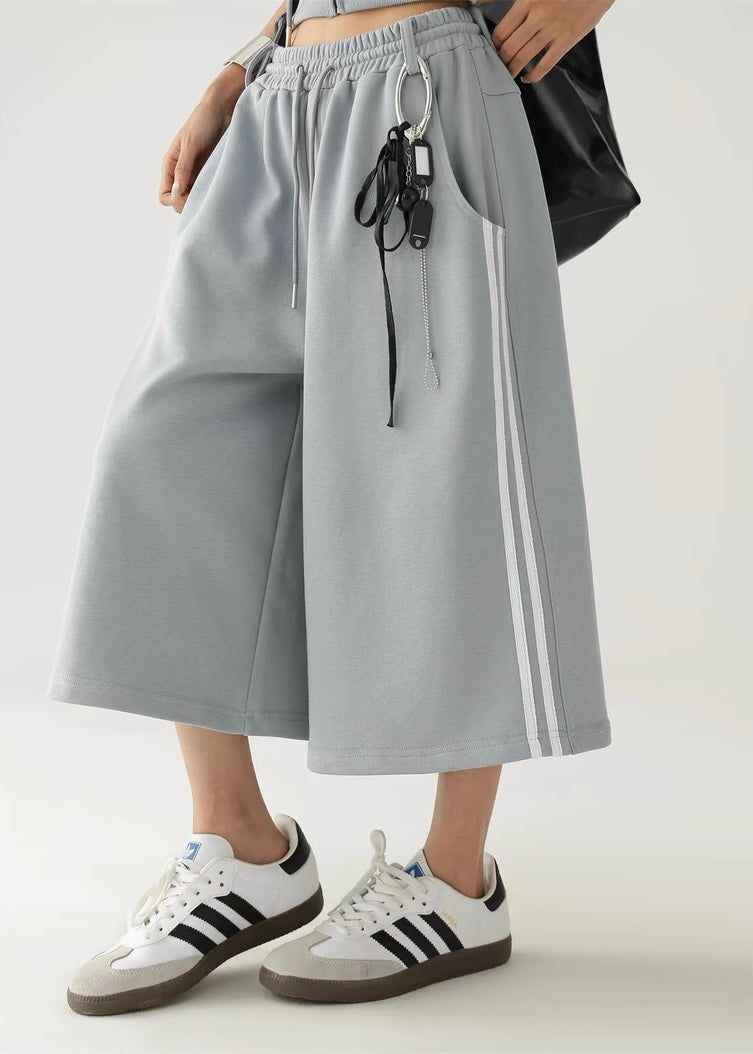 Hooded slim fit cropped top ＆ wide leg cropped pants / AS1295