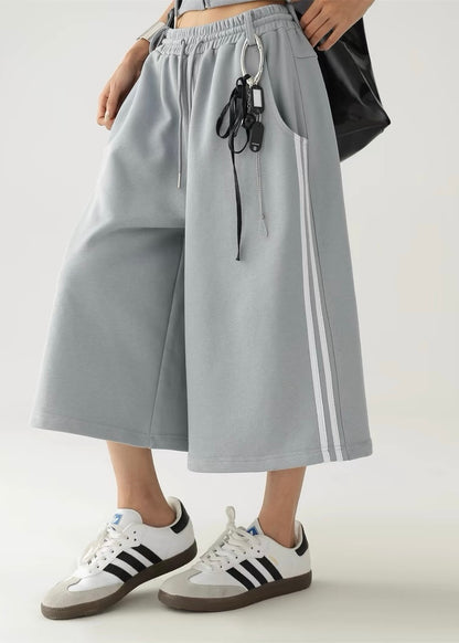 Hooded slim fit cropped top ＆ wide leg cropped pants / AS1295