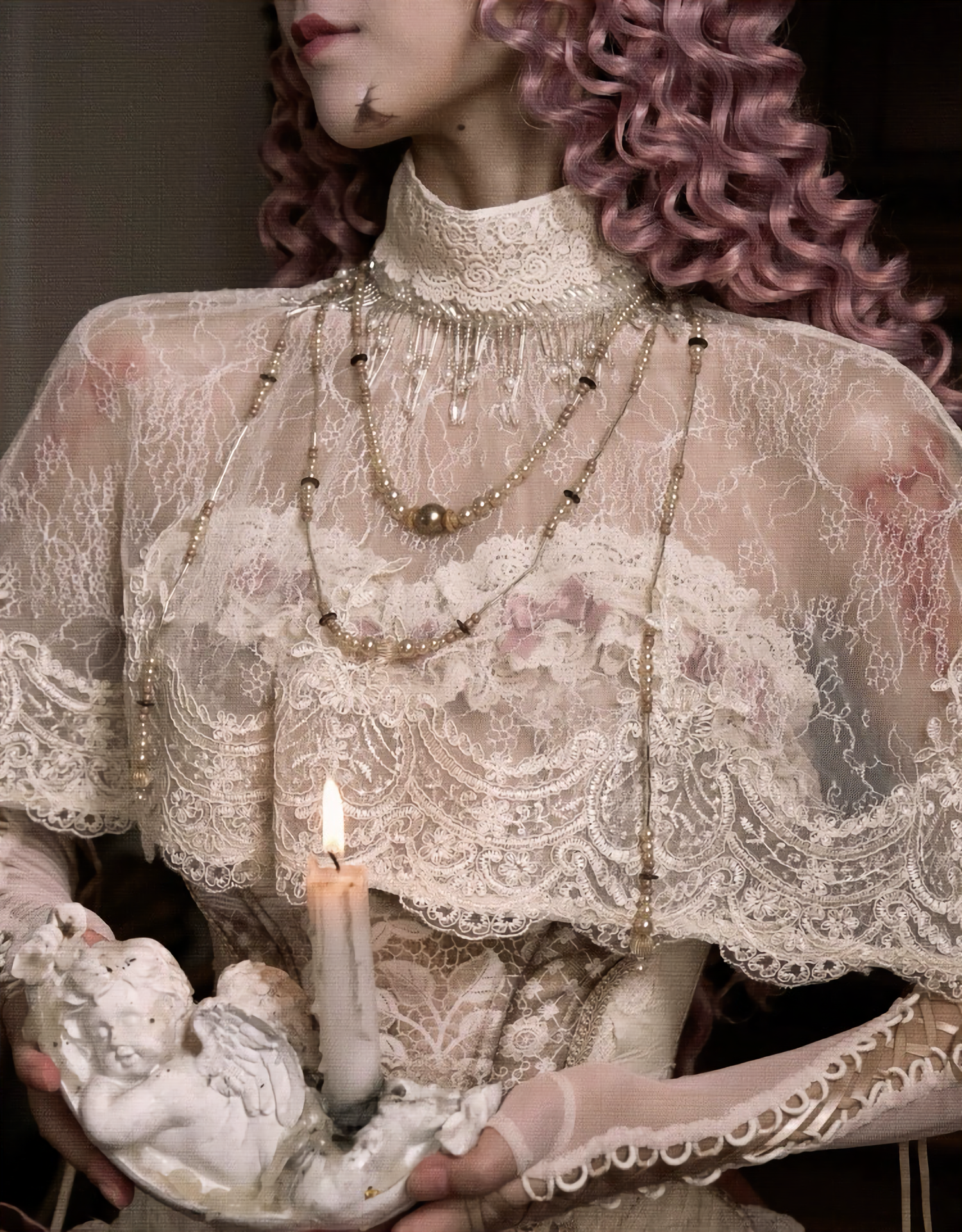 Lace Victoria Short Cape & Necklace / DR09