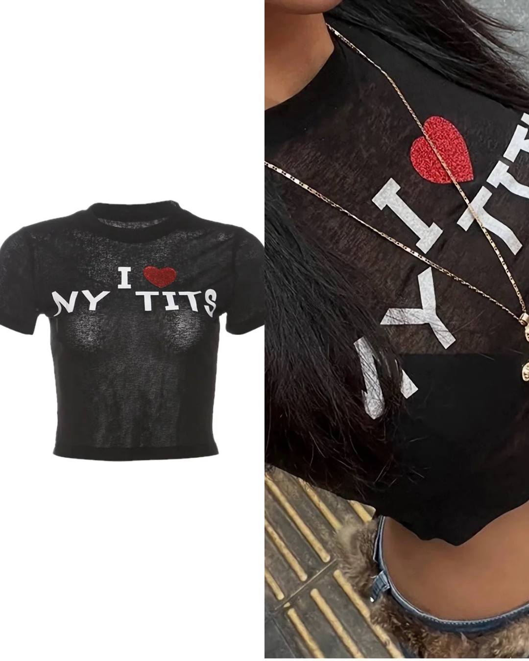 シアーレタープリント半袖 T / vo1279