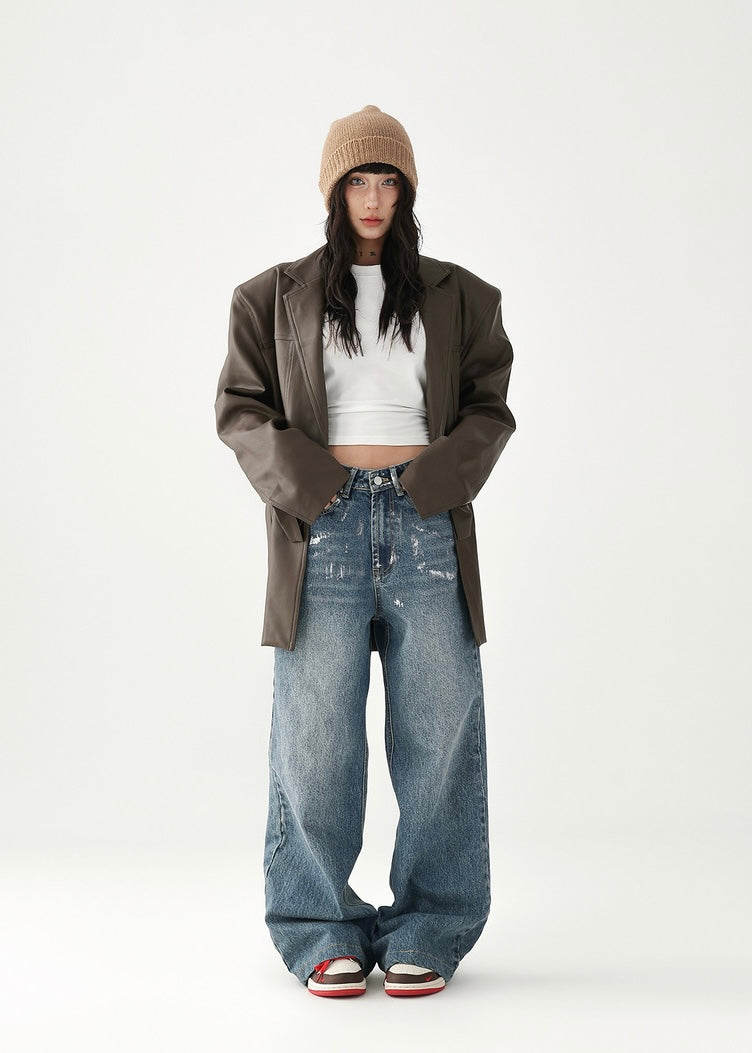 Straight wide denim pants / AS1220