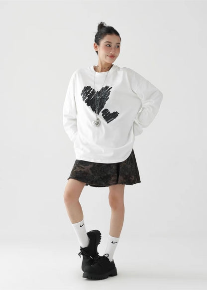Love offset loose round neck long sleeve / AS1278