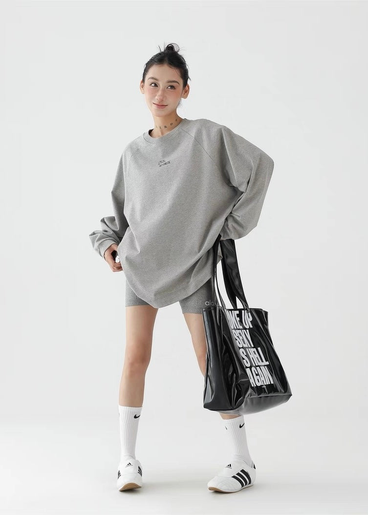 Basic print round neck long sleeve shirt / AS1263