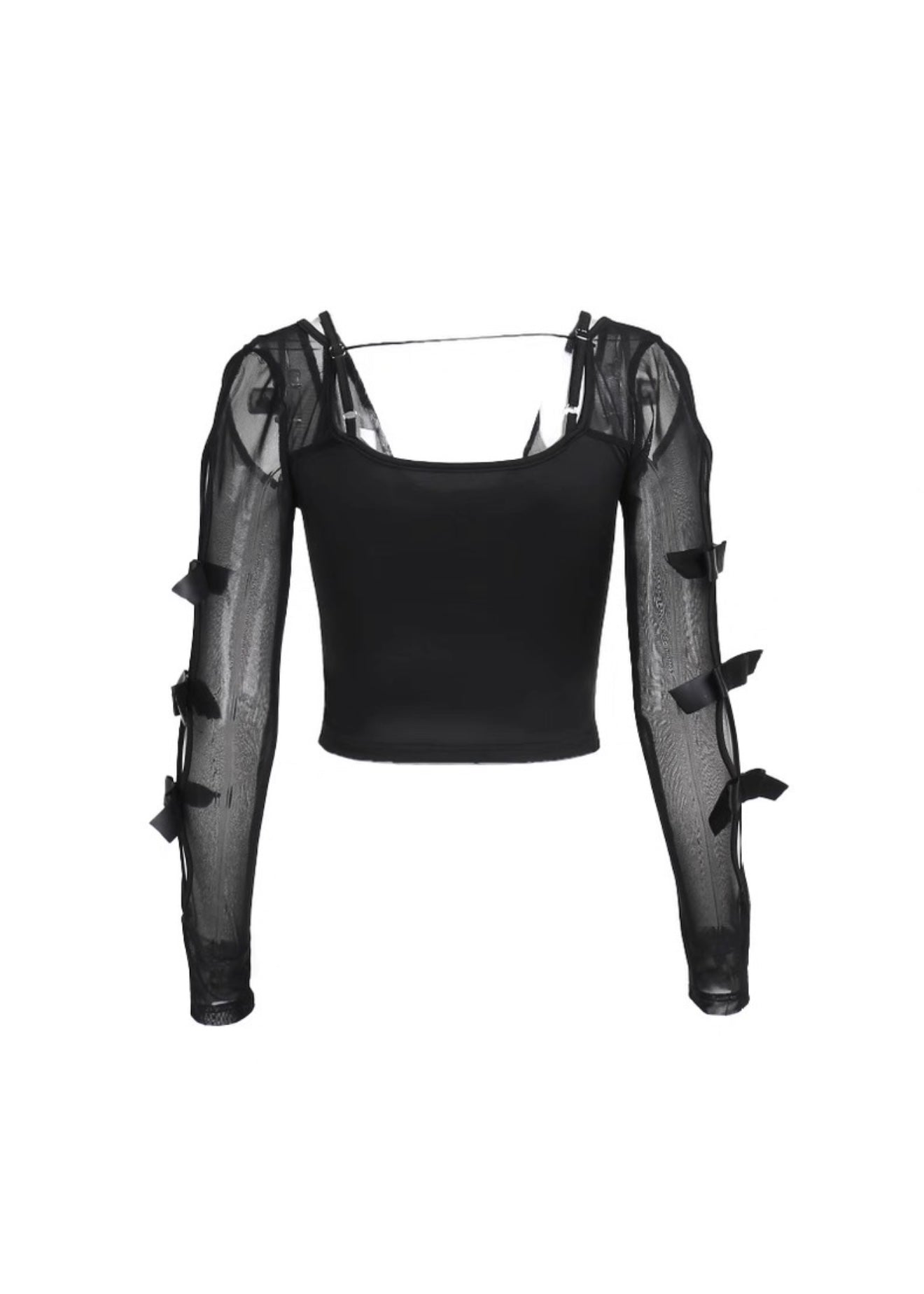 ダークメッシュオフショルダートップ / VO1152