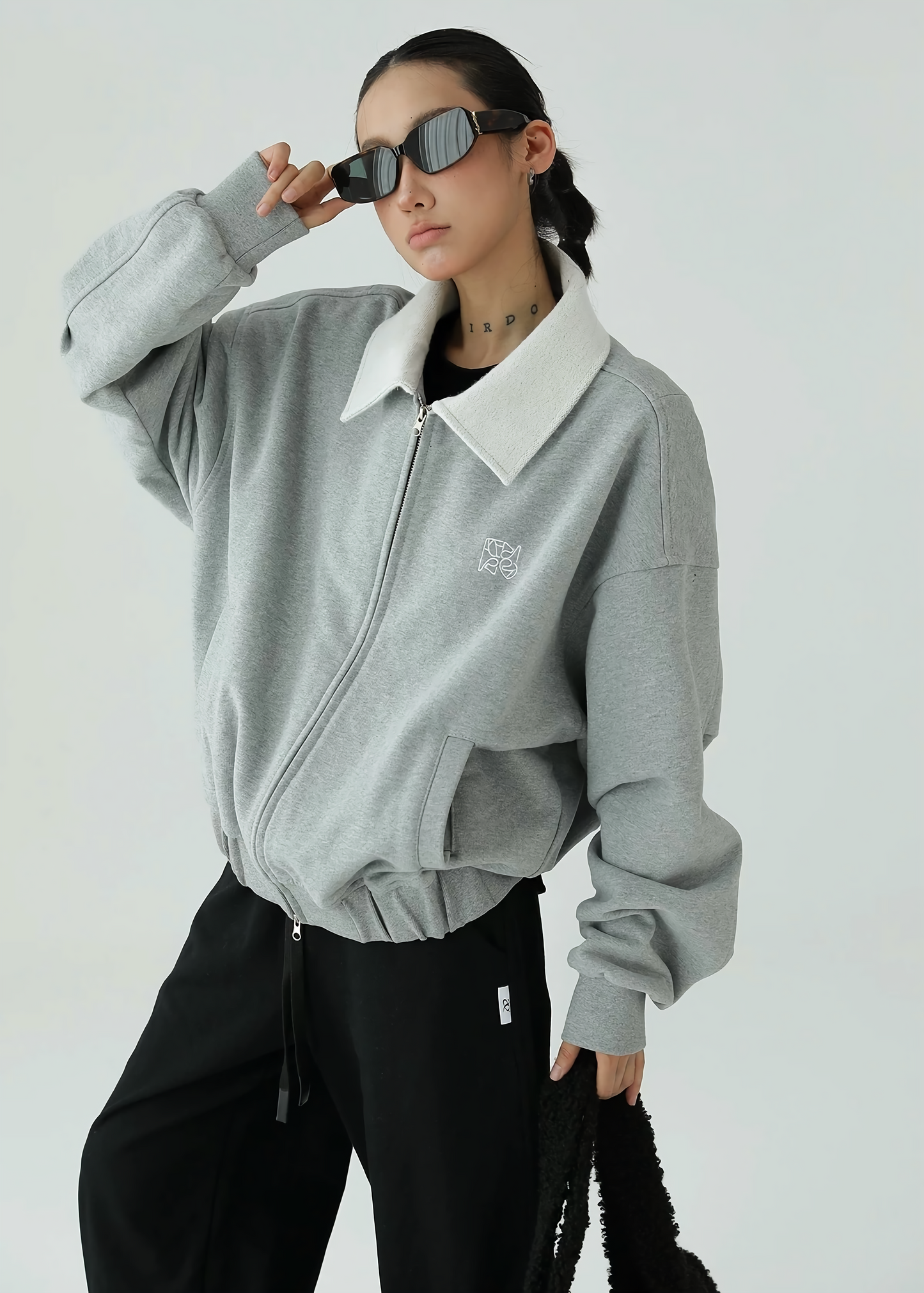 lapel zipper cardigan jacket / AS1143 