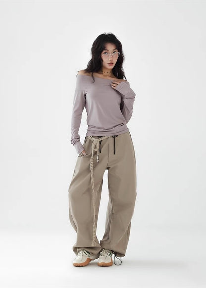 Off-the-shoulder slim shirt / AS1277