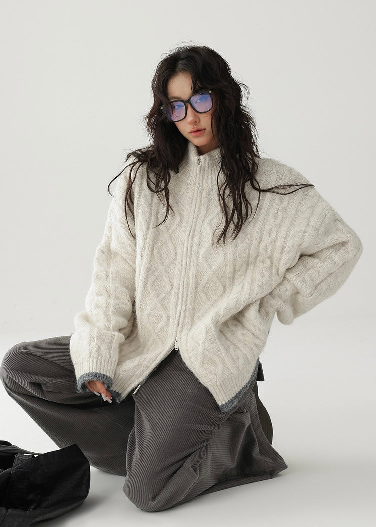 double zip knit cardigan / AS1184 