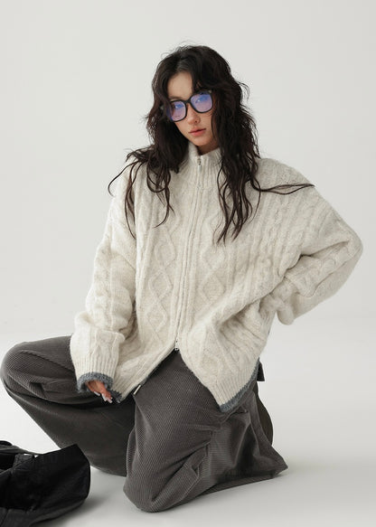 double zip knit cardigan / AS1184 