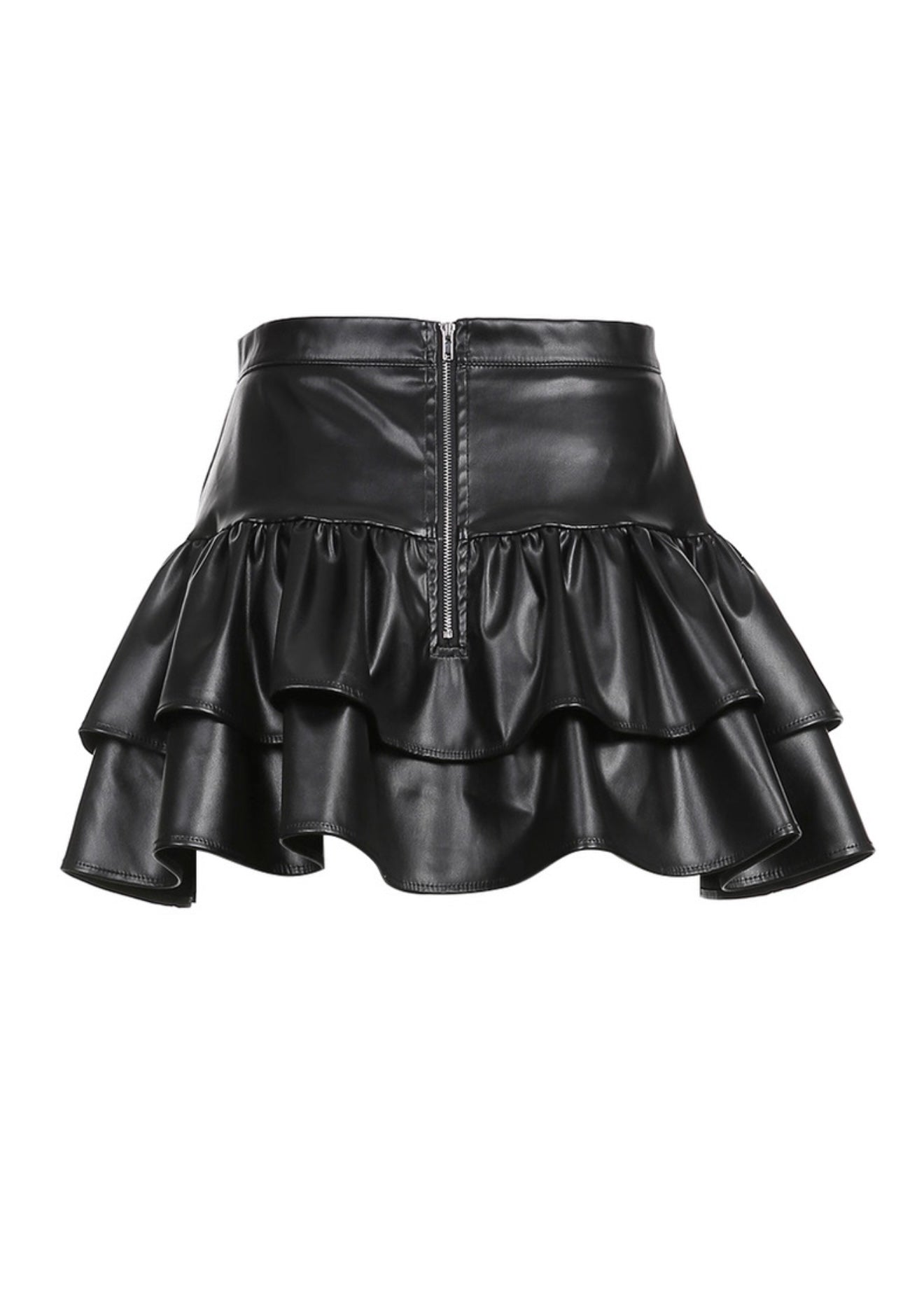 PUレザーレースアッププリーツスカート / VO1205