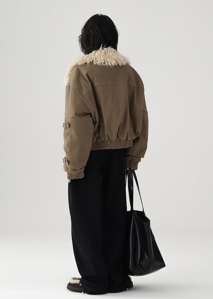 fur-collar work zip jacket / LG1178 