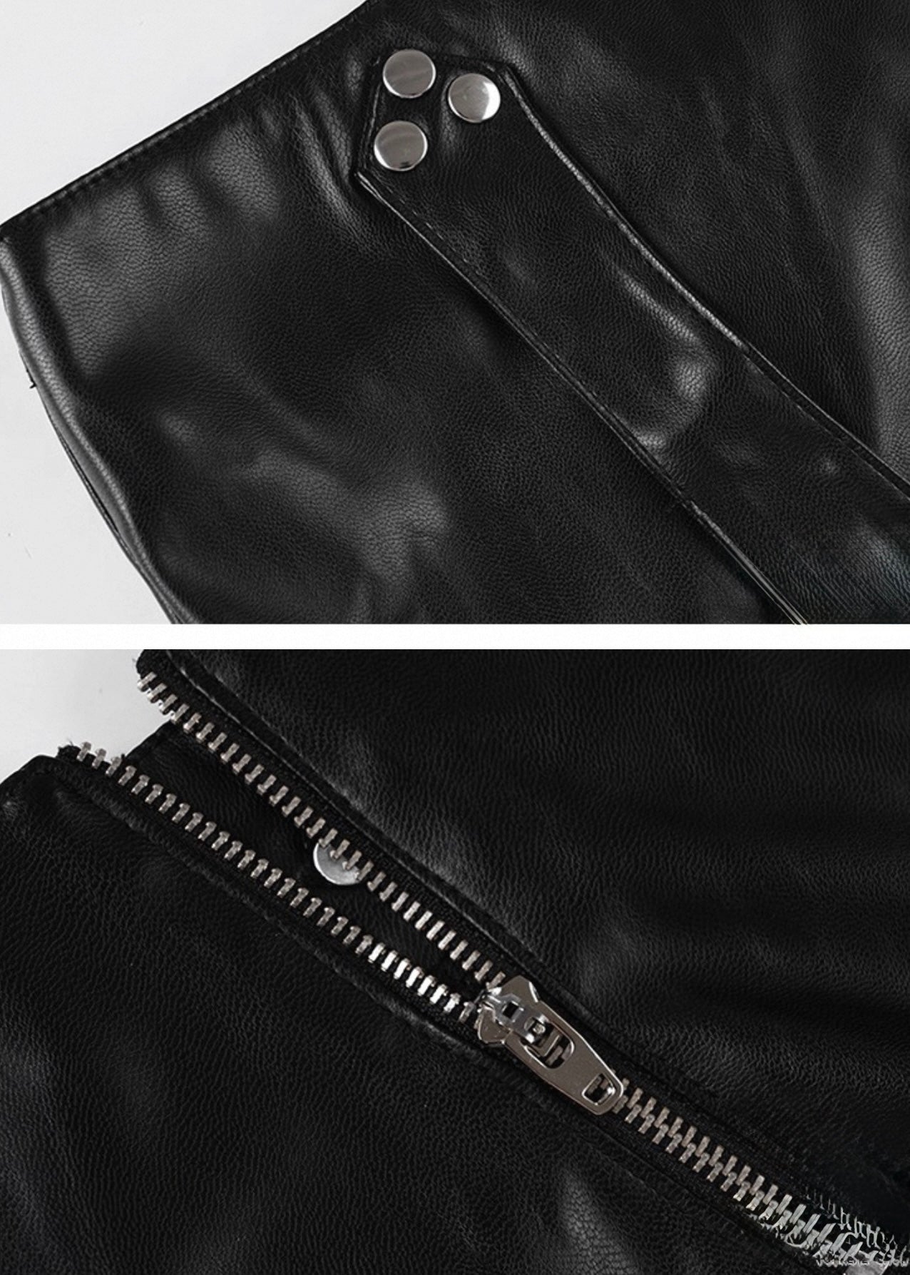 スタッズジッパーPUレザーショートパンツ / VO1115