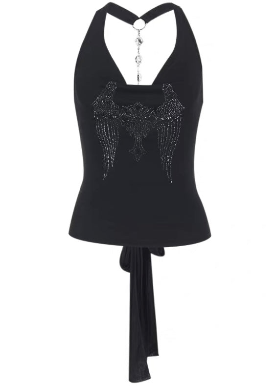 ラインストーンホルターネックトップ / vo1291