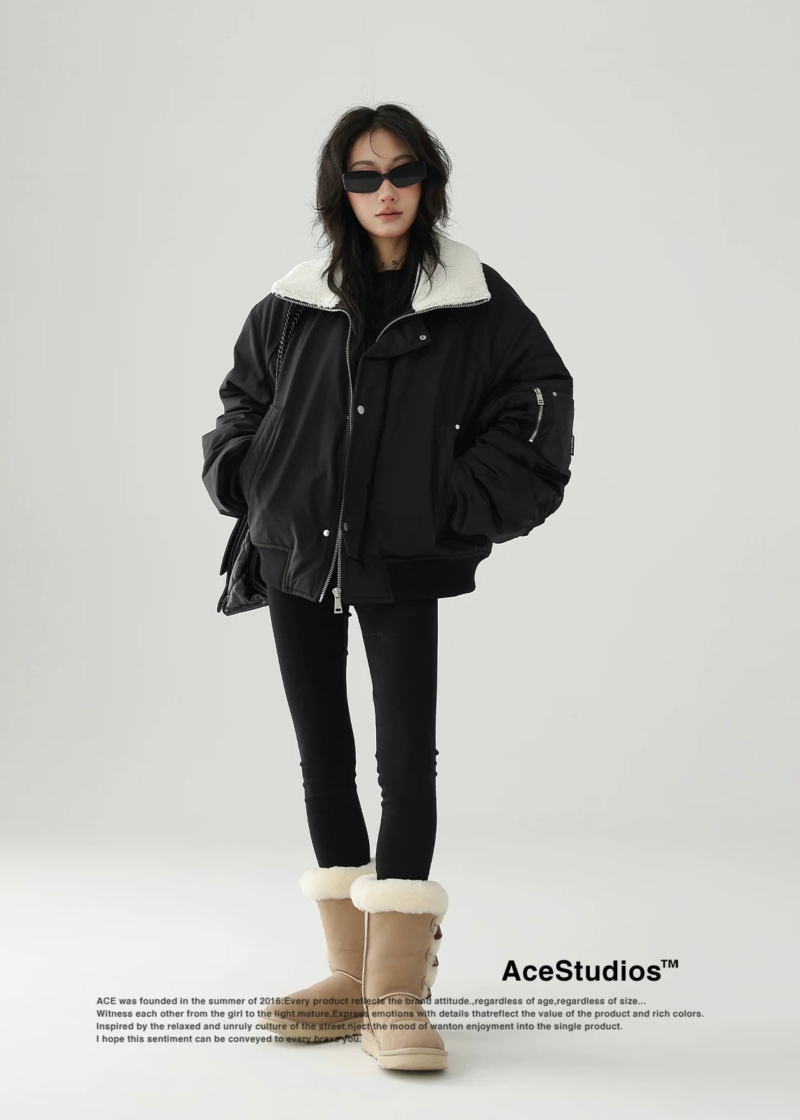 padded stand collar jacket / AS1159 
