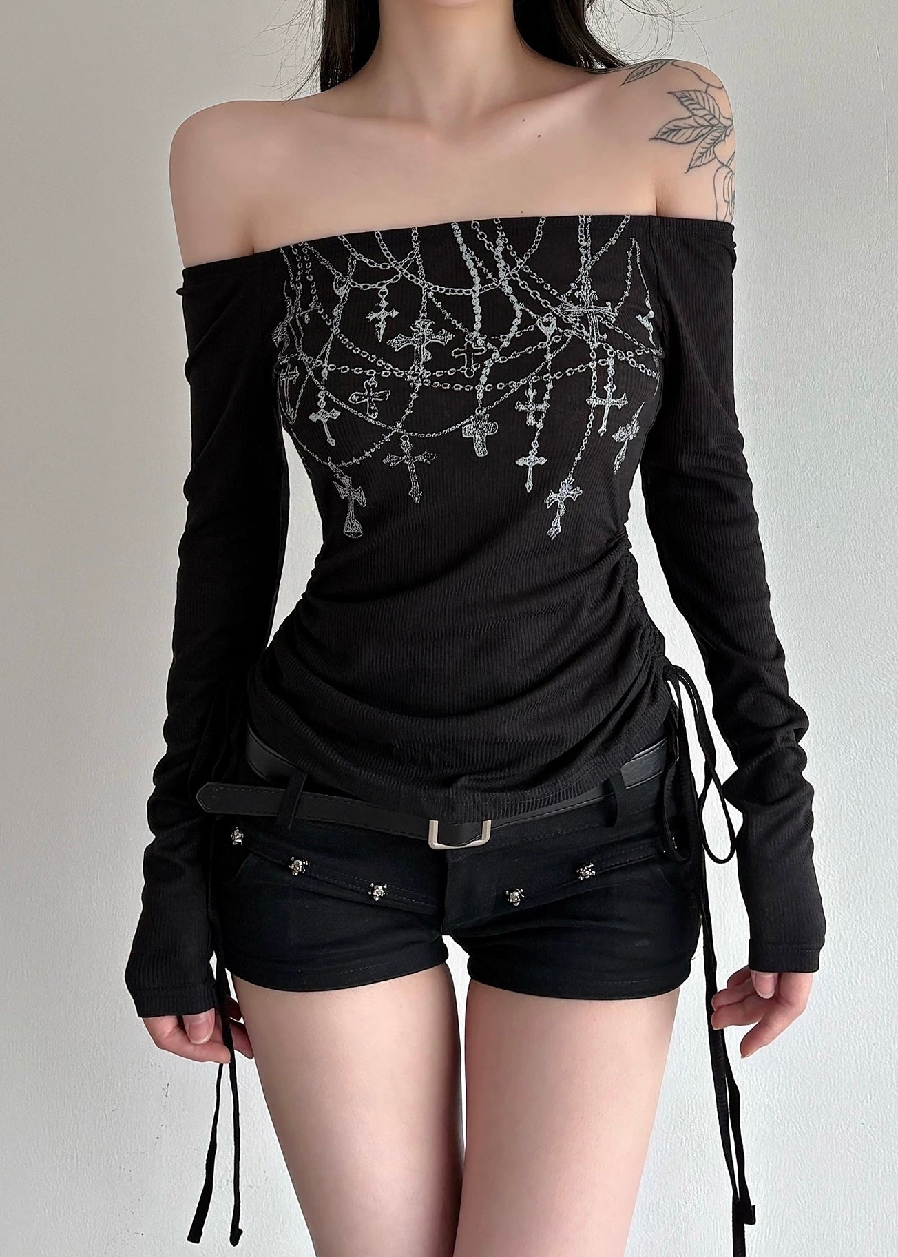 クロスチェーンプリントリボンT / vo1289