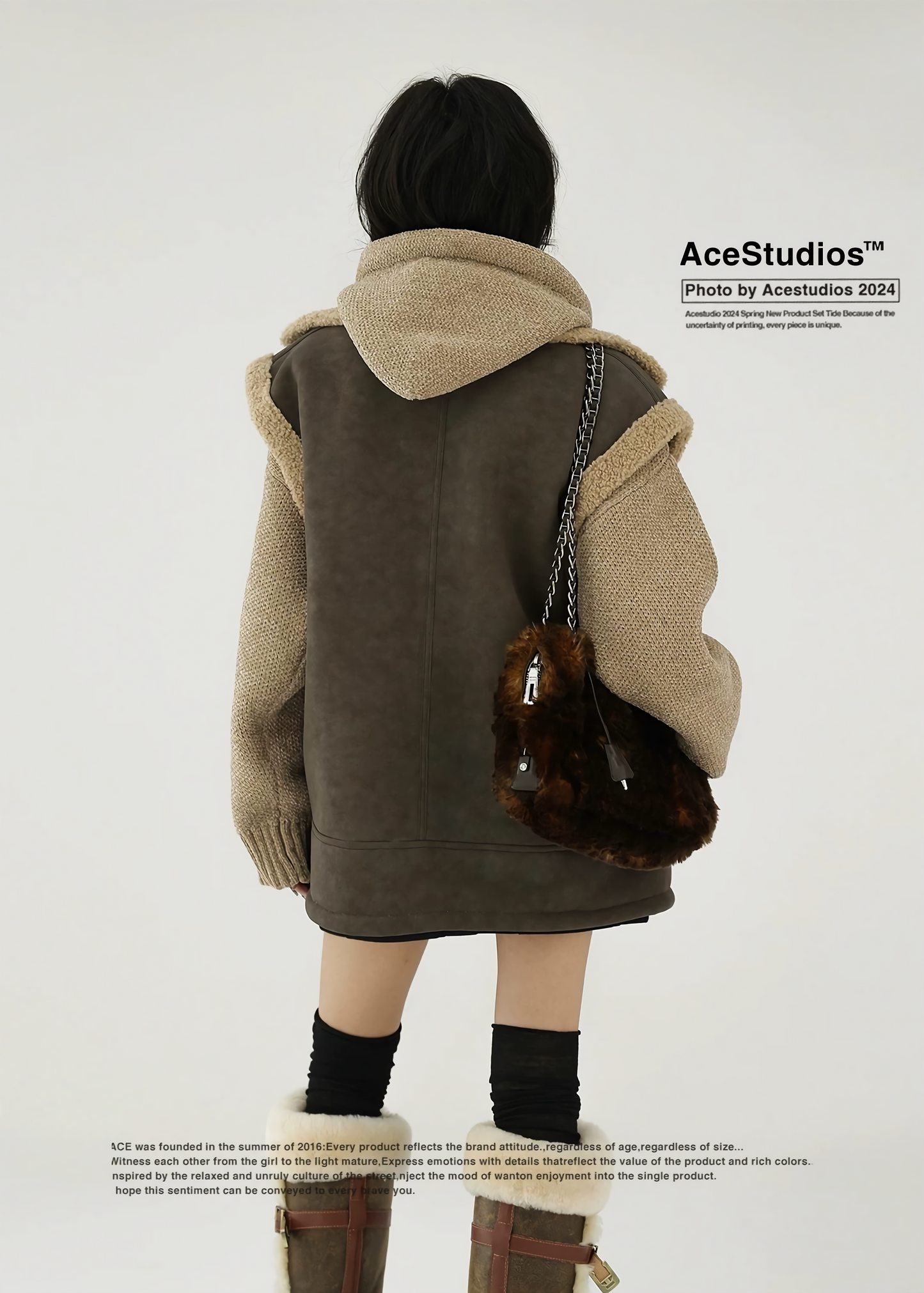 lamb fur fleece vest / AS1161