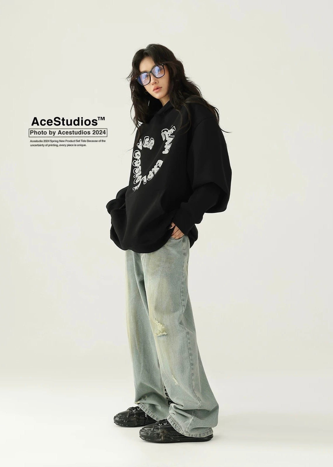 embroidery pullover hoodie / AS1169 