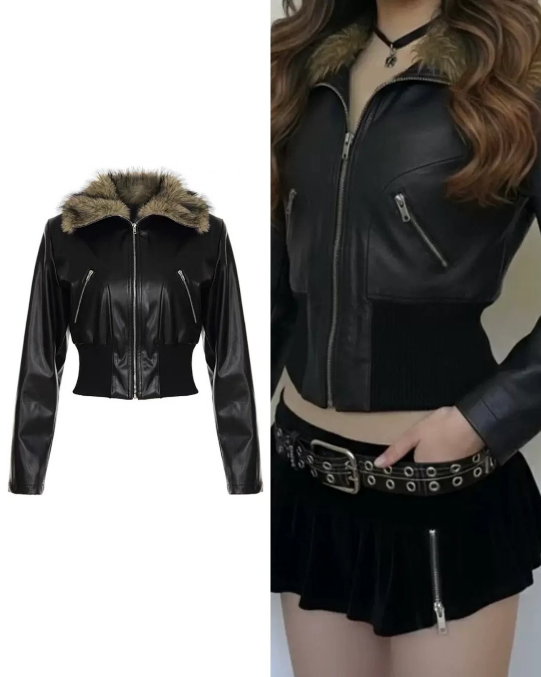 ファーカラーショートジャケット / VO1306