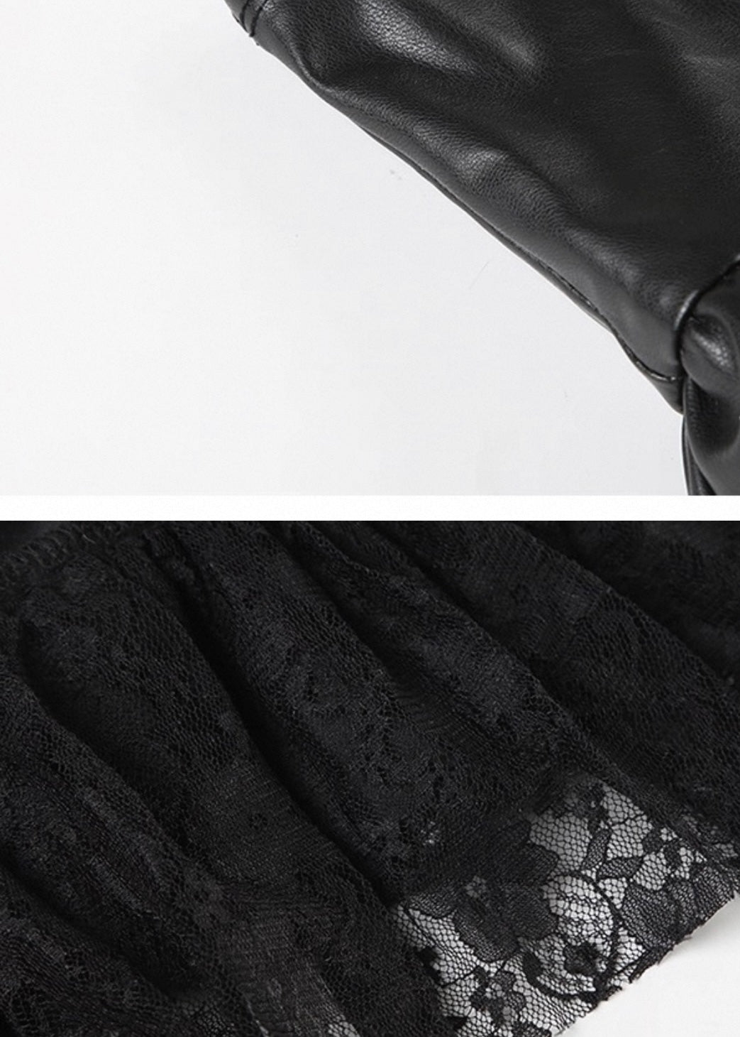 PUレザーレースレースフリルミニスカート / VO1231