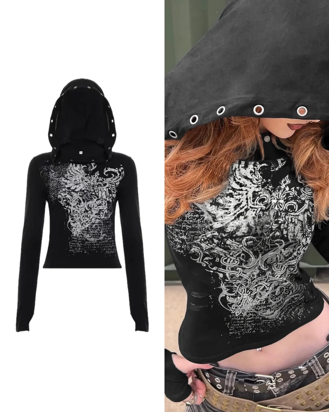 リベットプリントフーディー / vo1282