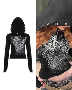 リベットプリントフーディー / vo1282