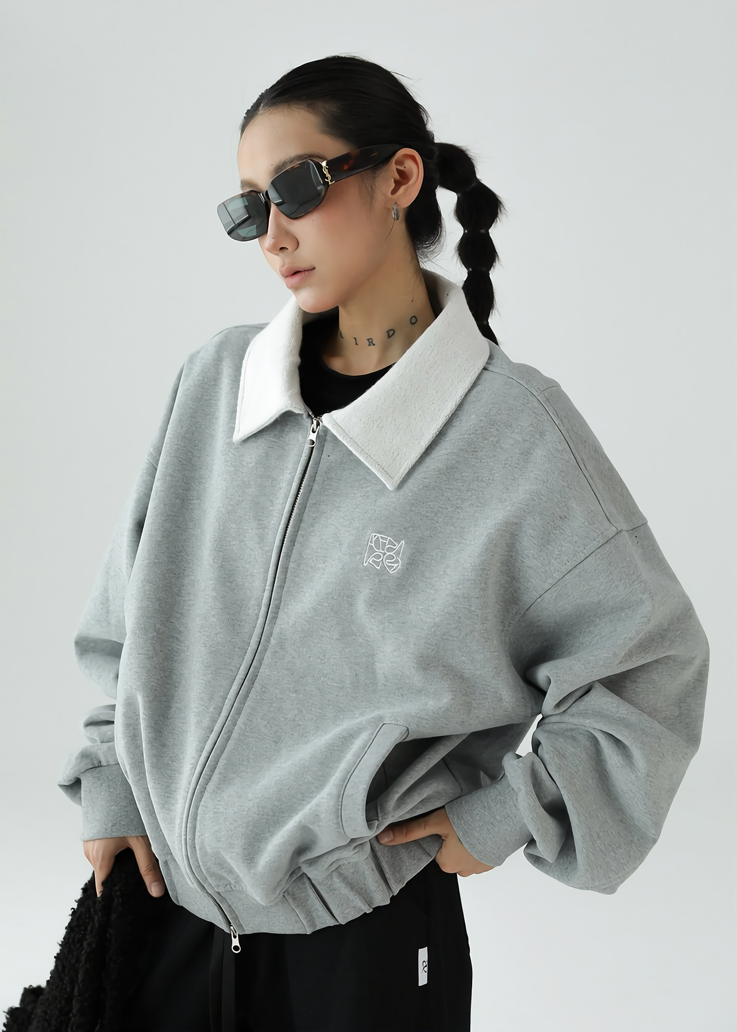 lapel zipper cardigan jacket / AS1143 