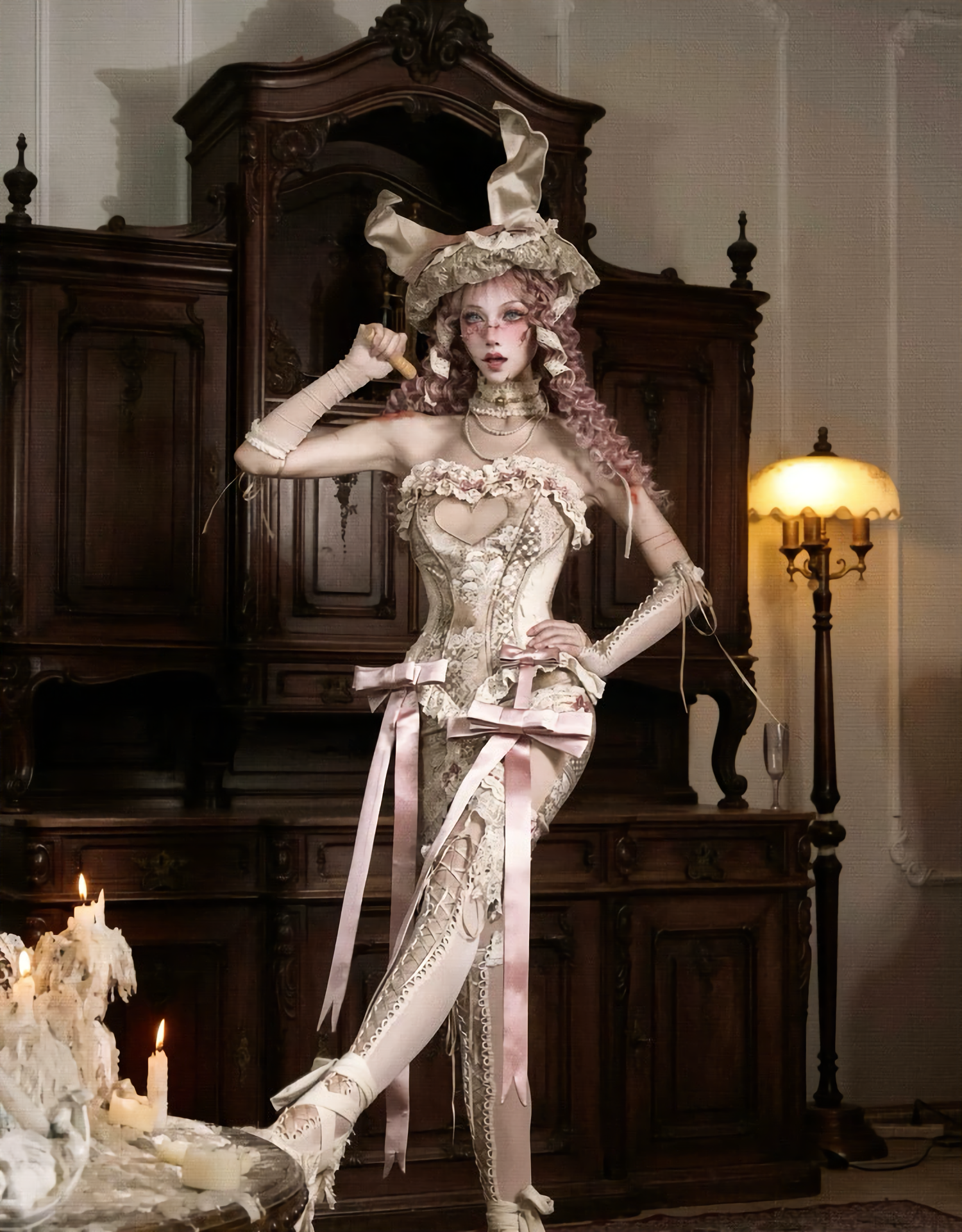 Elegant Rabbit Retro Bow Skirt & Stockings / DR07