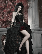 Scarlet Gothic Multi-Layer Tailored Skirt ＆ Cage Petti Coat / CT02