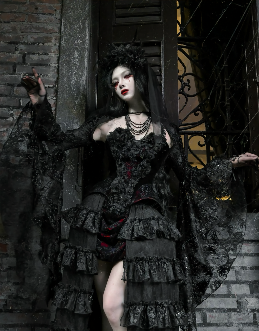 Scarlet Gothic Multi-Layer Tailored Skirt ＆ Cage Petti Coat / CT02