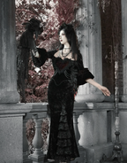 Red Goth Velvet Bandeau Mermaid Dress / CT06