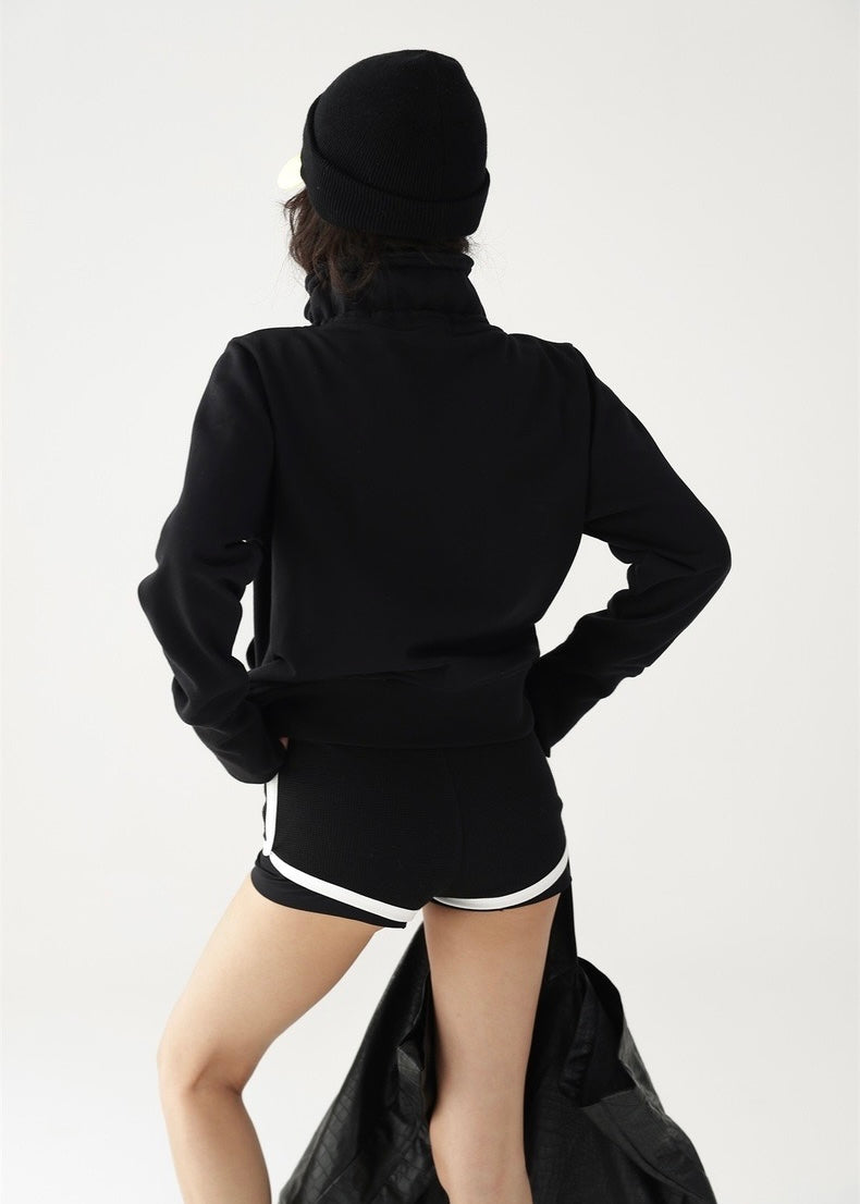 Double zip wide neckline hoodie / AS1205 