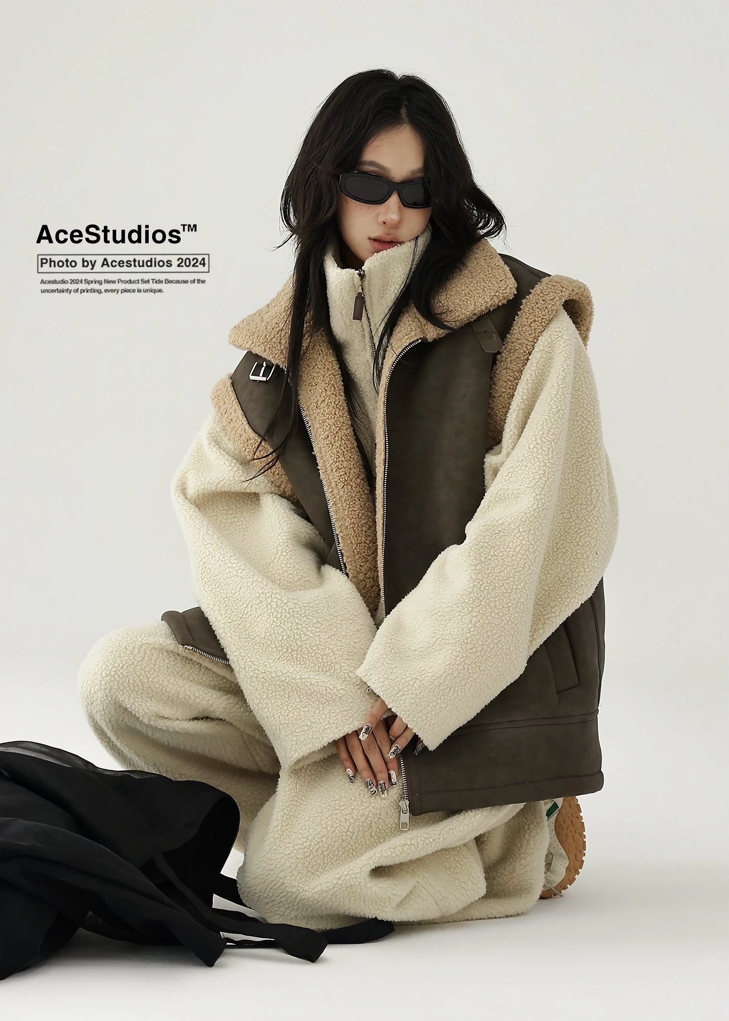 lamb fur fleece vest / AS1161
