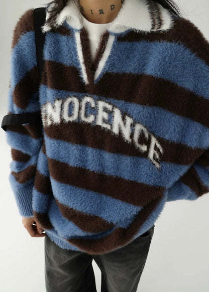 polo neck striped knit / AS1125 