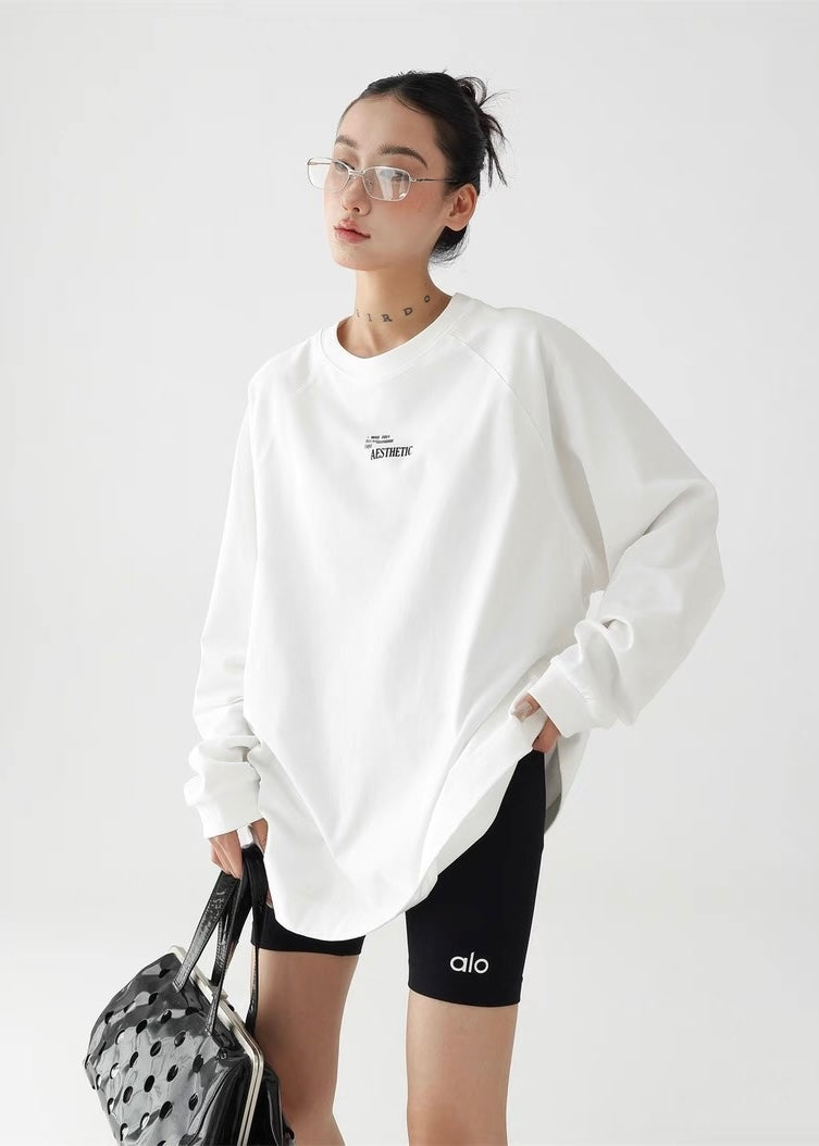 Basic print round neck long sleeve shirt / AS1263