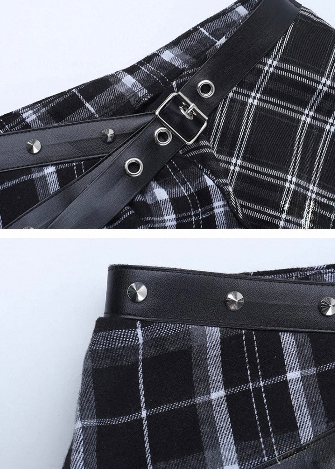イレギュラーブラックチェック柄スカート / VO1300