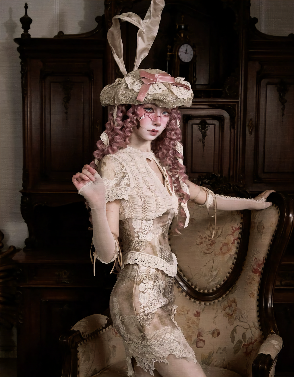 Elegant Rabbit Retro Bow Skirt & Stockings / DR07