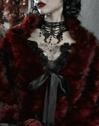 Red Goth Fur Coat Shawl / CT03