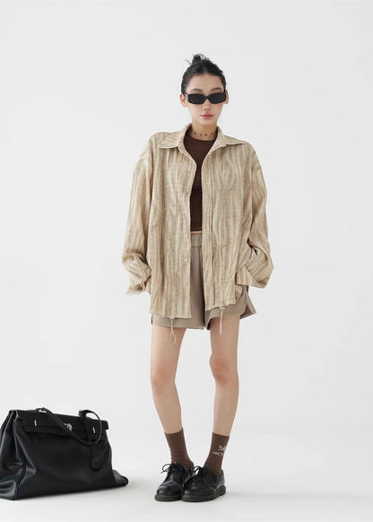 Ruffled drape casual long sleeve shirt / AS1262