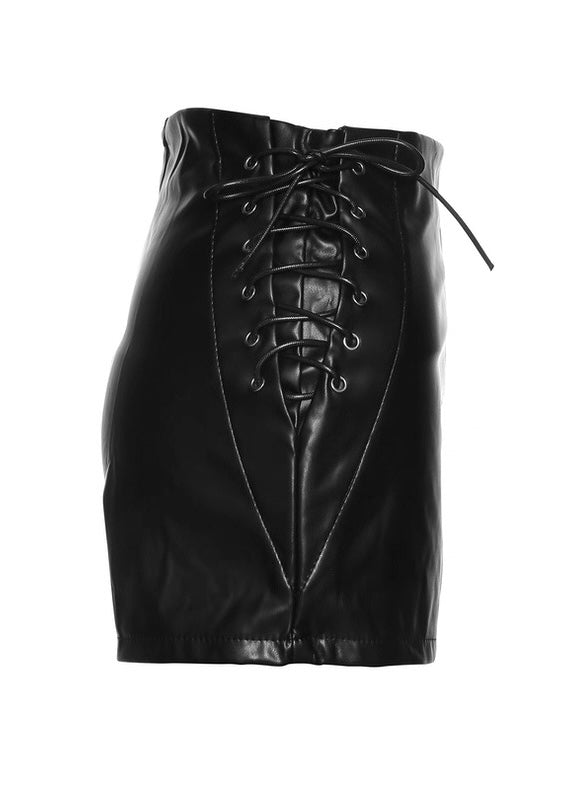 PUレザーハイウエストスリムショーツ / VO1133