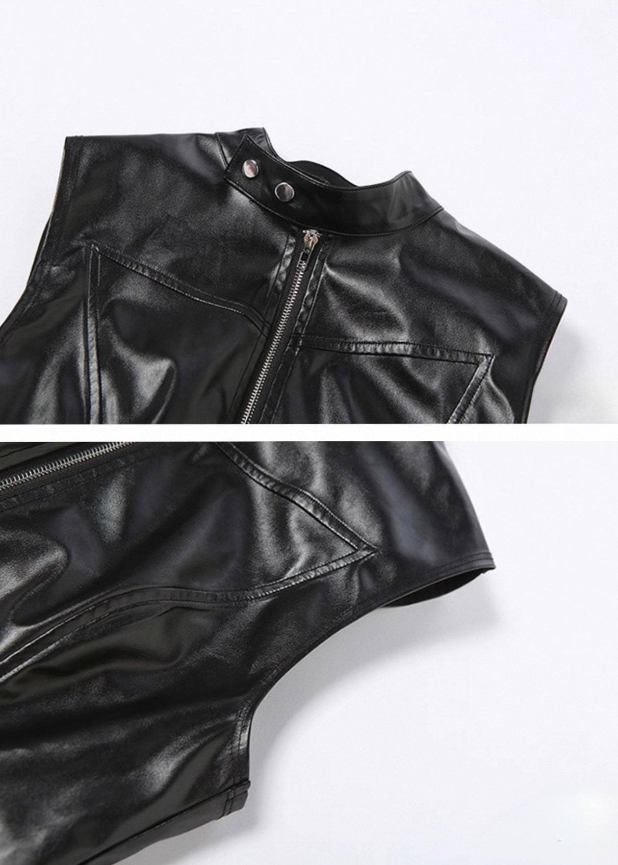 PUレザーダブルジップベスト / VO1143